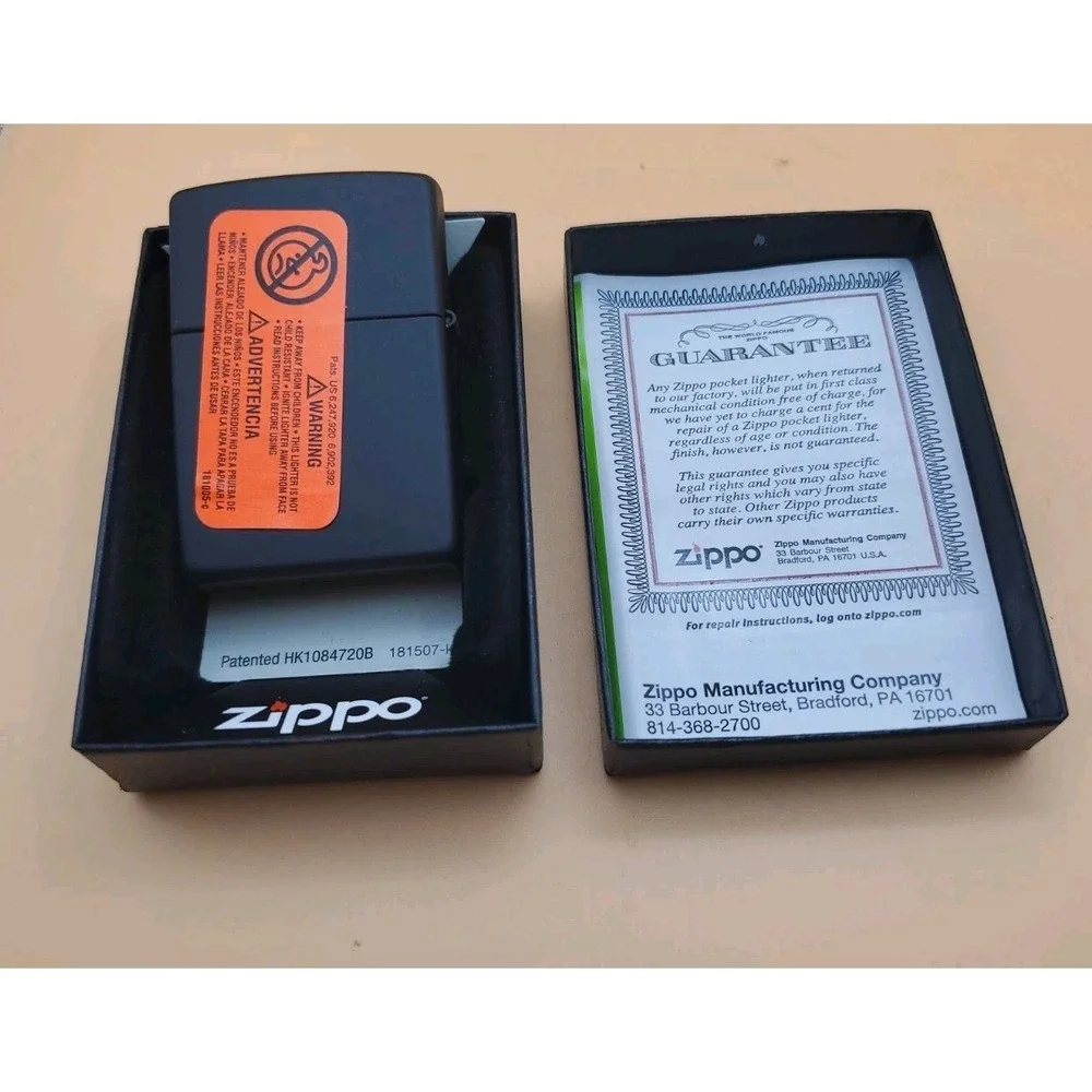 Zippo Lighter With A Vigilantly Emblem Matt Black,  Unused